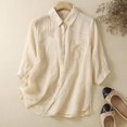 thumbnail image 4 of Birdeem Blouses pour Femmes Coton et Lin Fines Brodées Col Rond d'Été, 4 of 12