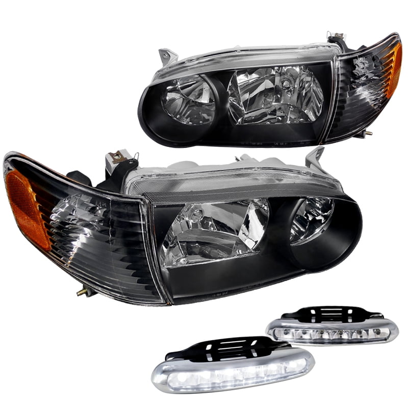 Spec D Tuning For Corolla S Le Ce Black Headlights Black Corner Lights Led Fog Lamps Walmart Com
