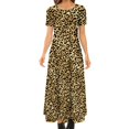 thumbnail image 1 of Robe Léopard Verte et Dorée Imprimé Fourrure Animale Style de Rue Boho Plage Longues Robes Femmes Robe Maxi Vintage Grande Taille, 1 of 5