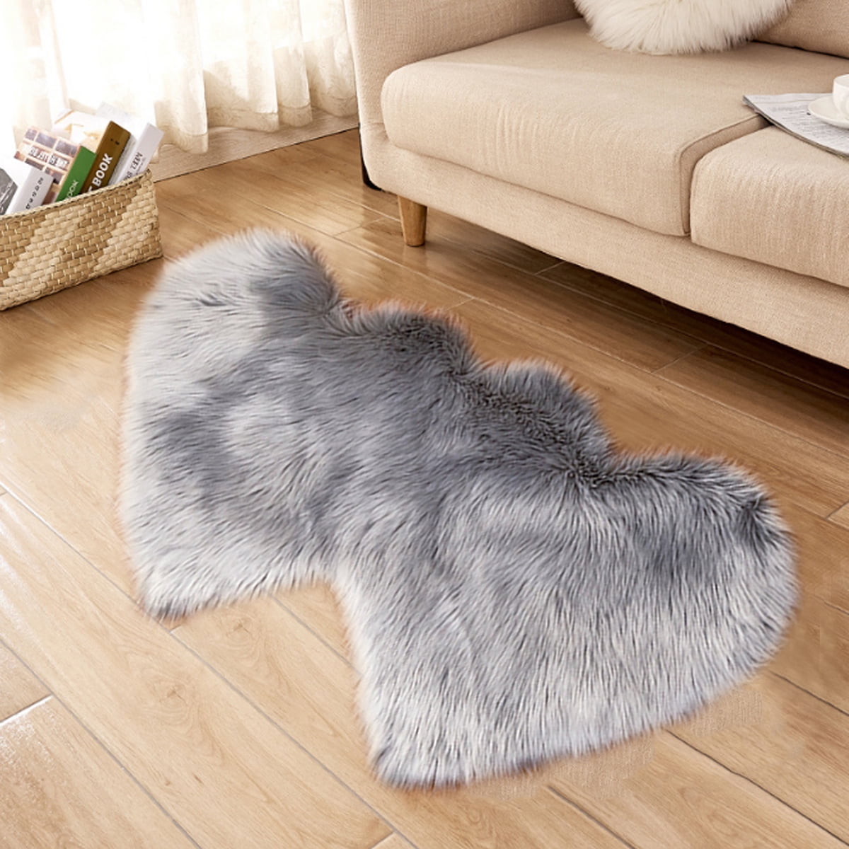 71x35 inch Super Faux Fur Sheepskin Rug Super Soft Heart Large Fluffy