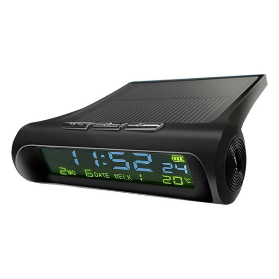 Solar Car Digital LCD Clock & Temperature Display Dashboard Clocks Backlight Electronic Screen Temperature Clock