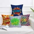thumbnail image 2 of Super Hero Quote Pillow Covers Set of 4 Pow/Bam/Splash/Zap with Exclamation Pattern Art Comic Design Decorative Throw Pillow Covers Cushion Case for Sofa Couch (Comic, 18" x 18"), 2 of 6