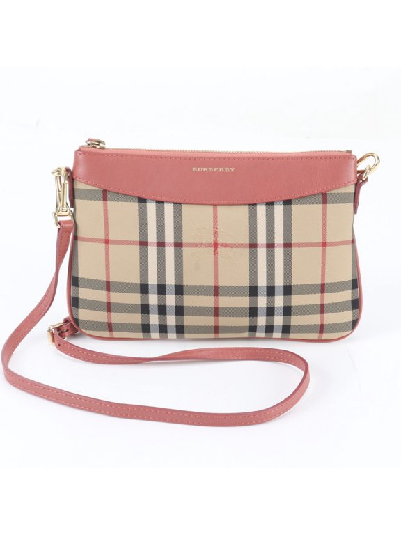 Pre-Owned Burberry Nova Check Shadow Horse Leather Nylon Shoulder Bag for Women
