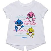 Pinkfong Baby Shark Baby Girls French Terry T-Shirt Shorts Set Pink/White 12 Months