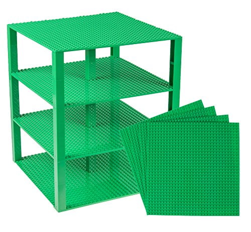 Building Bricks for Towers 4 Blue Green Classic Baseplates 10 x 10 Brik Tower by Strictly Briks 100% Compatible with All Major Brands Red & Yellow Stackable Base Plates & 30 Stackers