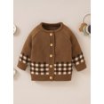 thumbnail image 2 of TSEXIEFOOFU Baby Girl Boy  Plaid Knit CardiganLong Sleeve Button-Down Knitted Cardigan Sweater, 2 of 9
