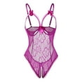 thumbnail image 3 of Gibobby Lenceria mujer sexy Sexy sin Lencería de Encaje para Mujer Anillo de Pijama Sexy Sexy Lencería Íntimos de una Pieza Plus Size Mujeres lencería(Morado, 3XG), 3 of 4