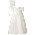 thumbnail image 1 of Girls 26" Silk Dupioni Christening Baptism Special Occasion Gown with Lattice Bodice, 1 of 4