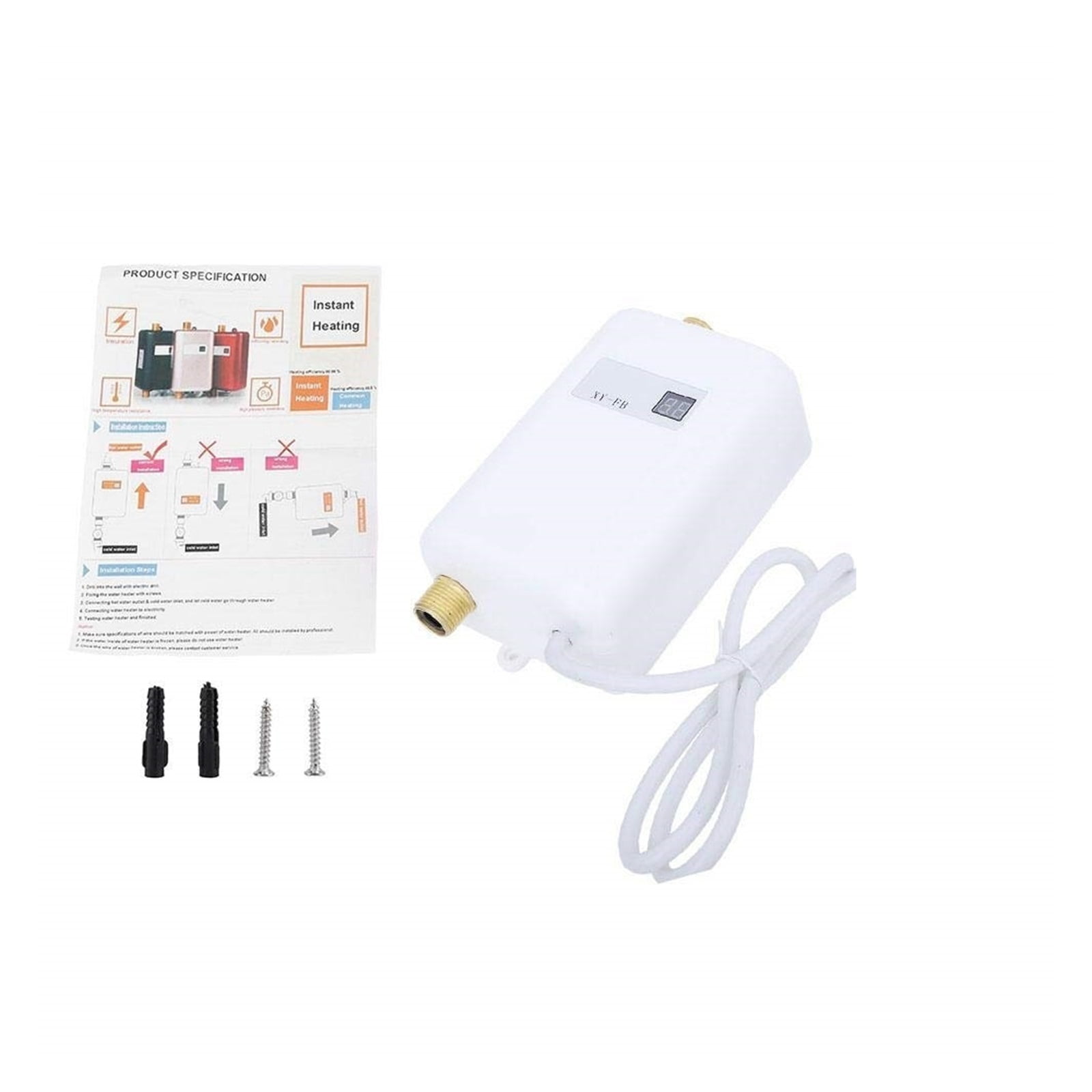 3800W Tankless Electric Water Heater Bathroom Kitchen Instant Water Heater Temperature Display Heating Shower Universal ,Safety Protections