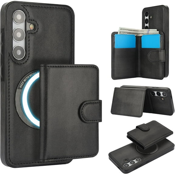 for Samsung Galaxy S24 Ultra Wallet Case 2-in-1 Magnetic Detachable Card Bag with 5 Card Slots & Kickstand and RFID Blocking Wireless Charging,7 Color
