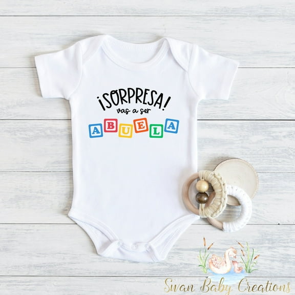 Sorpresa Vas A Ser Abuela Bodysuit, Spanish Pregnancy Announcement Outfit, Grandma-To-Be Reveal Gift, Cute Baby Bodysuit For Abuela, Grandma Cute And Cool Baby Bodysuit, Baby Bodysuit Lat 4424