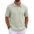 thumbnail image 2 of OIOLOYJM Mens Short Sleeve Polo Shirts Quick Dry Casual Lightweight Work Golf Shirts Breathable Classic Fit Soft Workout T-Shirt Light Gray S, 2 of 8