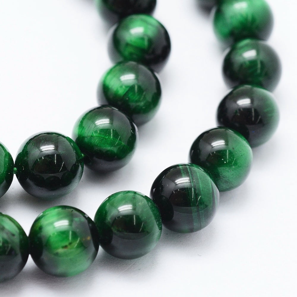 Natural Tiger Eye Beads Strands Dyed & Heated Round Green 8mm Hole: 1mm about 48pcs/strand 14.6 inch(37cm) DIY