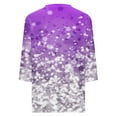thumbnail image 5 of V Neck 3/4 Sleeve Tops for Women Plus Size Fashion Sequins Tunic T Shirts Party Glittery Fall Blouses (Purple,5XL), 5 of 5