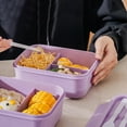 thumbnail image 5 of Ikeay Leakproof Lunch Box with Compartments, Portable Bento Container with Chopsticks Fork Spoon, Large Capacity Salad Meal Prep for Work Picnic Purple, 5 of 7