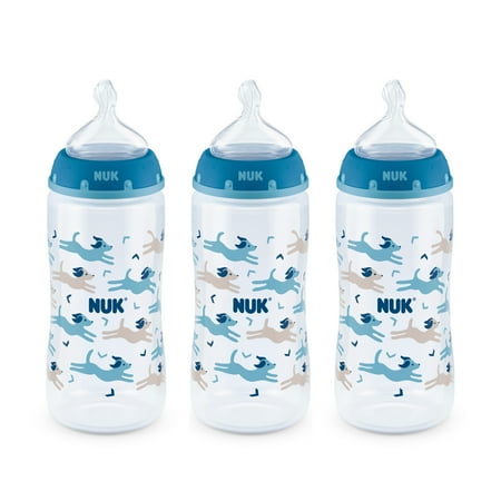 NUK Woodlands Baby Bottle with Perfect Fit Nipple, 10 oz, 3-Pack, Medium Flow (Boy)