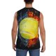 thumbnail image 4 of Fotbe Tennis Ball In Fire And Water Men's Camiseta sin Mangas Estampada para Hombres, Playera Casual para Gimnasio, Entrenamiento, Playa-Large, 4 of 7