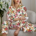 thumbnail image 4 of Wukai Pineapple Flower Print Women's Pajama Set - Soft Long Sleeve Sleepwear for Comfort and Style-Small, 4 of 9