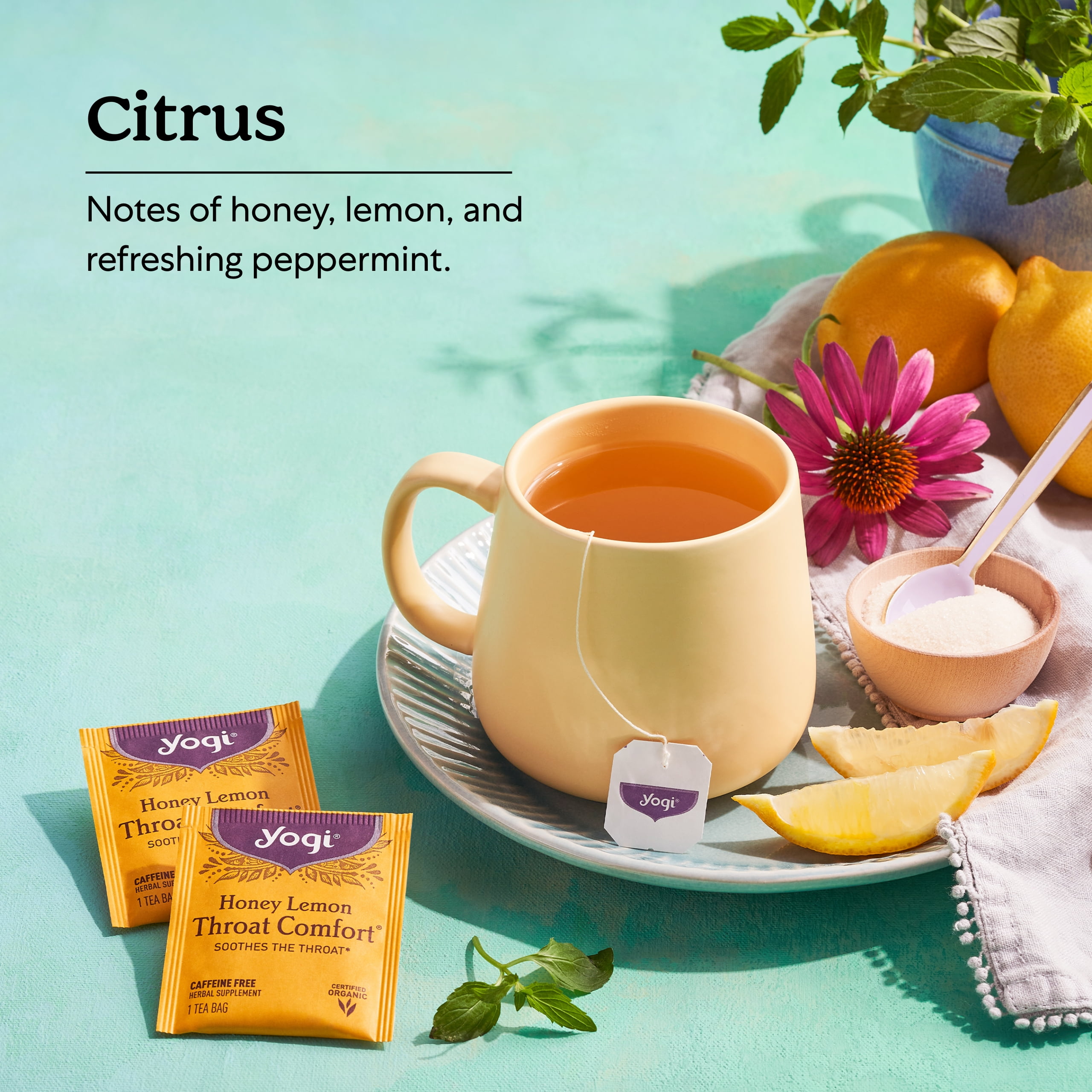 Yogi Tea Organic Herbal Wellness, Honey Lemon Throat Comfort