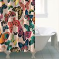 thumbnail image 4 of Beige Butterfly Colorful Pattern Shower Curtain 84"x72" ,Bathroom Decorative Shower Curtains Set with 12 Hooks,Modern Waterproof Washable Shower Curtain, 4 of 6