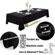 Urby Black Tablecloth for 4-6ft Rectangle Tables That Seats 4-6 Person54''x72''