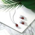 thumbnail image 4 of Gem Stone King 6.43 Ct Red Garnet Blue Created Sapphire 925 Silver Pendant and Earrings Jewelry Set, 4 of 4