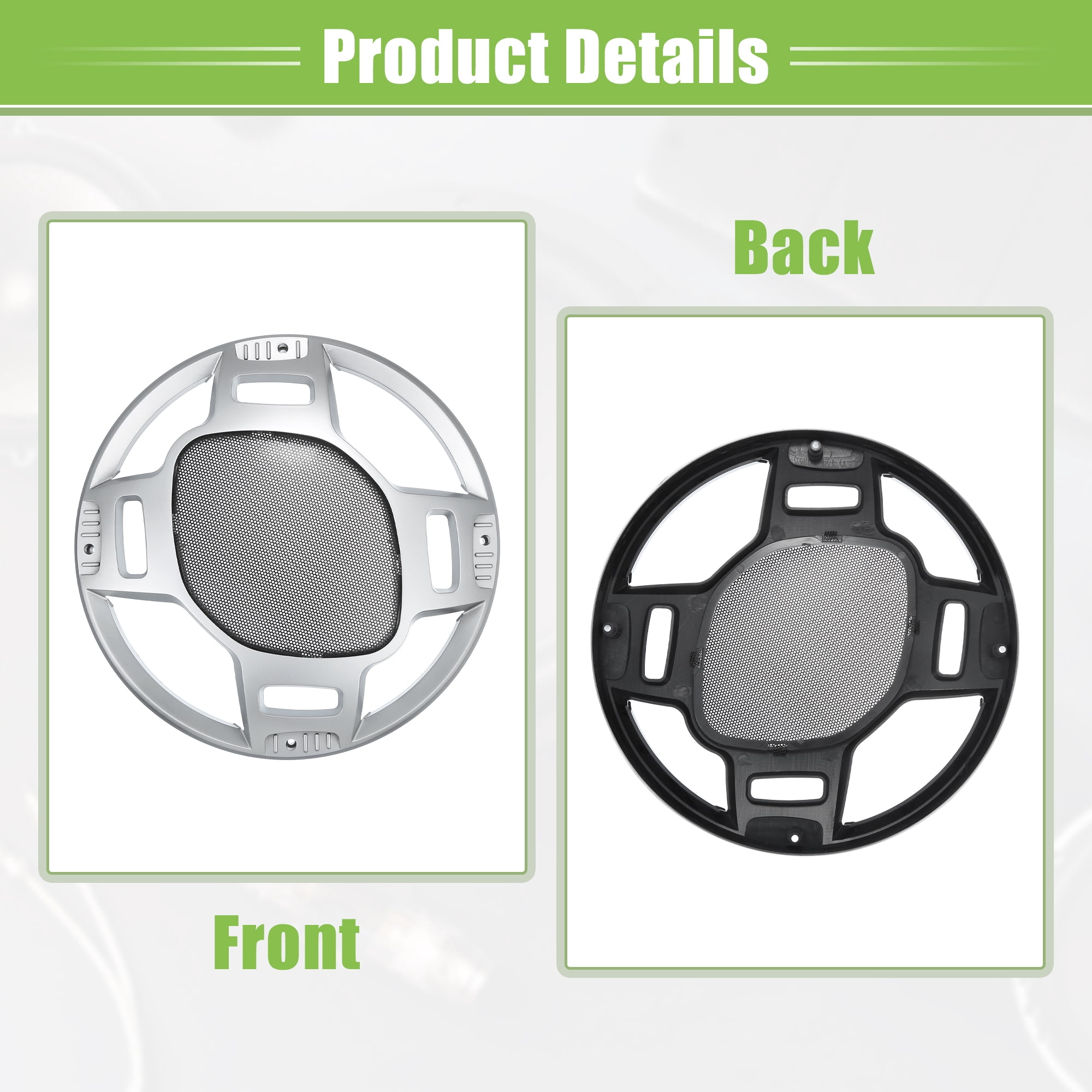 Unique Bargains Car Speaker Grills Cover Guard Protector Case with 8 Screws Silver 12"