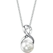 ASG Real Pearl Pendant Necklace for Women with Genuine AAA Quality White Freshwater Cultured Pearl with Infinity Design | 925 Sterling Silver Necklace for Women