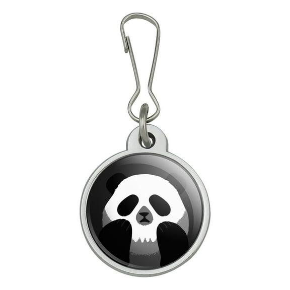 Panda Skull Optical Illusion Spooky Jacket Handbag Purse Luggage Backpack Zipper Pull Charm