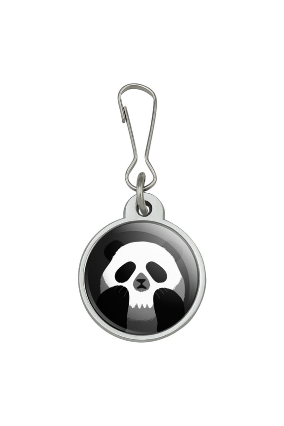 Panda Skull Optical Illusion Spooky Jacket Handbag Purse Luggage Backpack Zipper Pull Charm