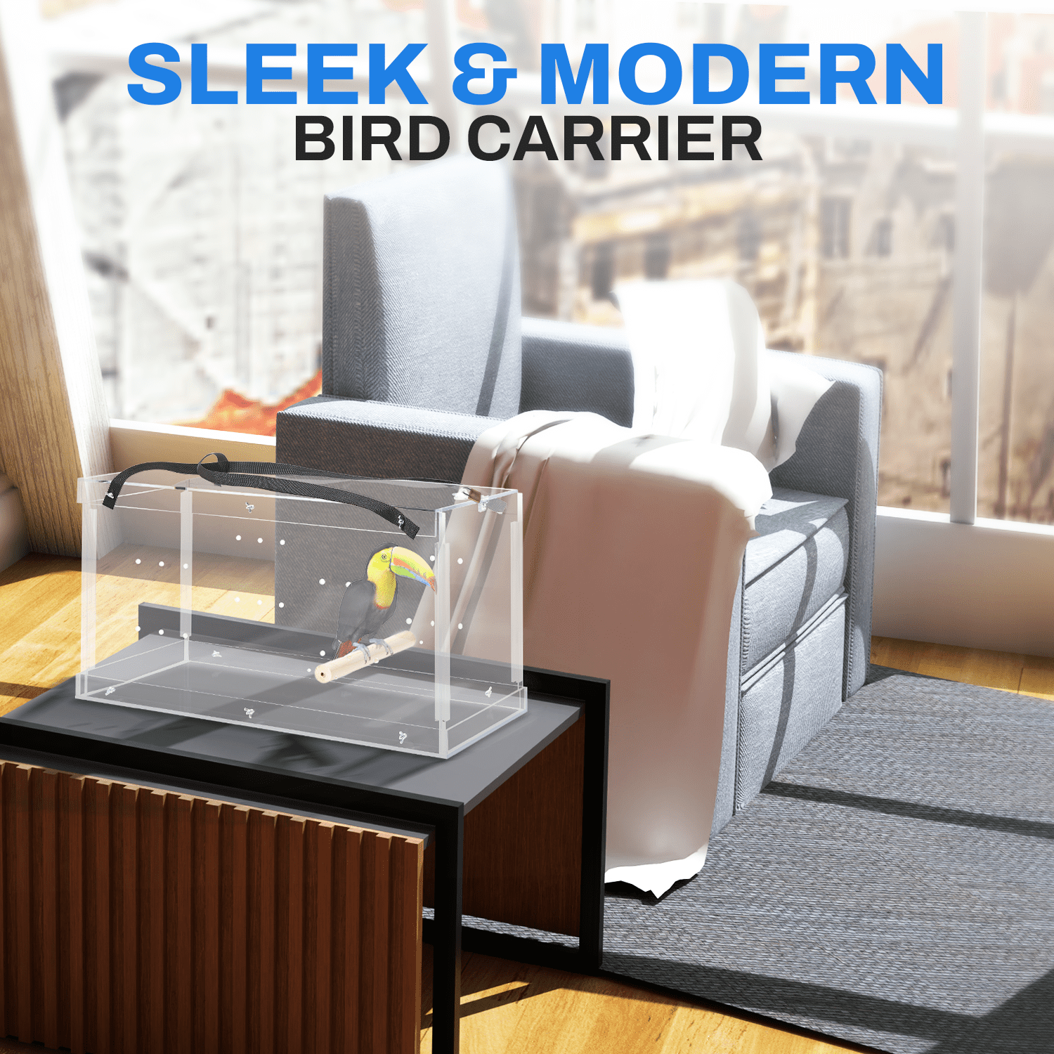 PENNZONI Macaw & Parrot Carrier, Large Bird Acrylic Cage, Bird Transporters