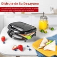 thumbnail image 2 of Sandwichera Eléctrica Antiadherente 750w Kimhi Rápido Calentamiento Placas Doble Para 2 Sandwiches Fácil De Usar Diseño Práctico Y Portatil Ideal Para Desayunos, Oficina O Cocina Color Negro, 2 of 7