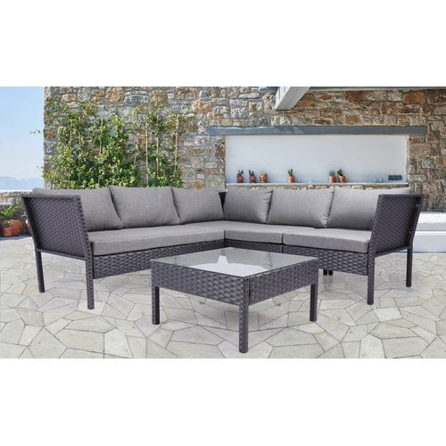 Baner Garden 4Piece Outdoor Furniture Complete Set, Black