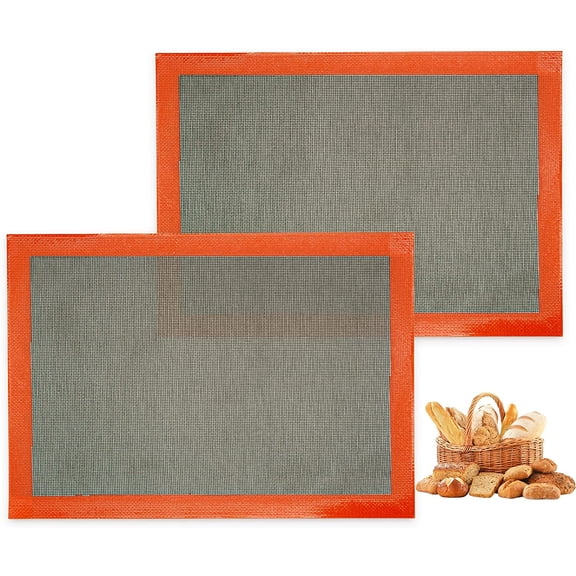 Perforated Baking Mats, 2 PCS Eclair Silicone Mat for Half Sheet, Non-Stick Reusable Oven Liners for Making Bread/Pizza/Pastry/Cookie 11 5/8" x 16 1/2"