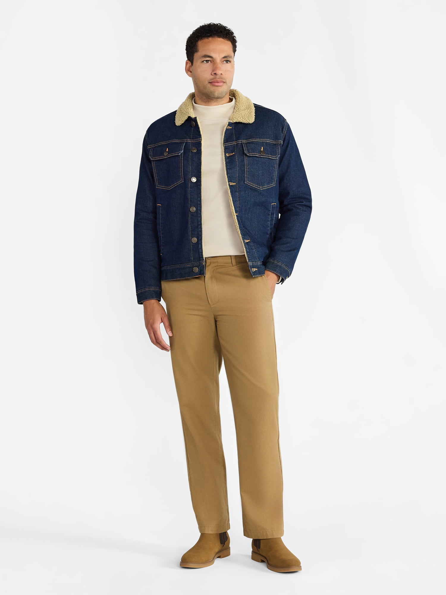 George Men's and Big Men's High Pile Denim Trucker Jacket, Size S-3XL