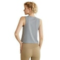 thumbnail image 3 of Womens Athletic Yoga Cropped Tank Top Summer Sleeveless Crewneck Crop Tops Loose Workout T-Shirt, 3 of 7
