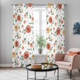 thumbnail image 6 of Kitchen Curtains 84 Inch Length 2 Panels, Brown Red Flowers Grommets Window Treatment Curtain, Rustic Botanical Floral Leaves Plants Thermal Curtains Drapes for Living Room/Bathroom, 6 of 9