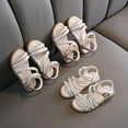 thumbnail image 4 of Girls'sandals Summer Kids Toddler Girls Soft Sole Sandals Princess Shoes with Sparkle Design Kids Sandals Silver 9 Years-9.5 Years, 4 of 6