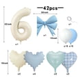 thumbnail image 1 of Light Blue Love Number 42pcs Balloon Set, Fresh Checkered Heart Balloons, Suitable for Baby Birthday Balloon Decorations., 1 of 5