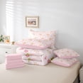 thumbnail image 6 of Homewish Cute Pink Strawberry Twin Bedding Sets 7-Piece for Girl, Kawaii Blossoms Flower Floral Bedding Comforter Set, Plant Botanical Reversible Sheet Sets, Breathable Home Decor, 6 of 8