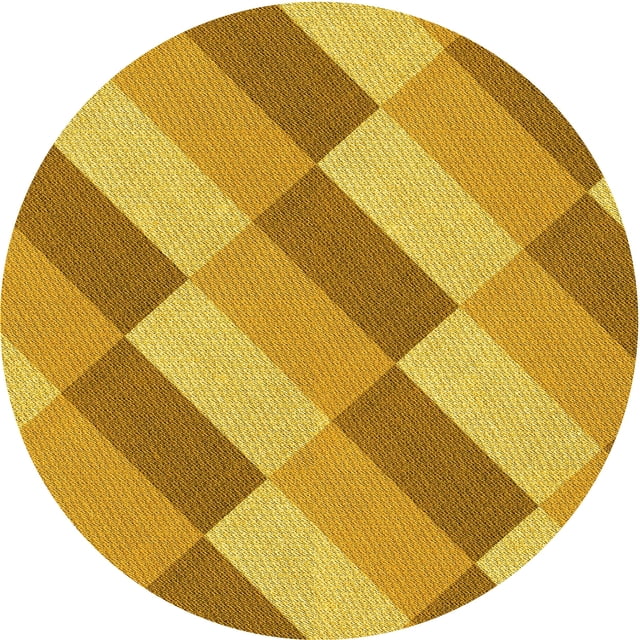 Ahgly Company Tapis Rond Lavable en Machine Intérieur Transitionnel Jaune Profond, 5 Pieds Rond