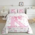 thumbnail image 2 of jejeloiu Bowtie Monogrammed K Full Size Comforter Sets,Pink Bow Tie Bedding Comforter Set,Pink Ribbon Bowknot Bedding Sets For Girl Teens,Ultra Soft Bedroom Decor Reversible,3 Pieces, 2 of 8