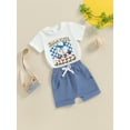 thumbnail image 2 of Toddler Baby Boy Baseball Outfit Short Sleeve Letters Baseball Print T-Shirt Tops +Shorts Set 2Pcs Summer Clothes, 2 of 7