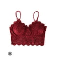 thumbnail image 4 of Luxtrada Womens Sexy Lace Floral Half Camisole Padded Bra Sexy Spaghetti Strap Bra Top V-Neck Bustier Crop Top (Red,L), 4 of 7