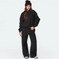 thumbnail image 6 of Bow Hoodie and Sweatpants Set for Women Bow Sweat Sets Women's 2 Piece Outfits Bow Trim Print Hoodie Sweatsuit Sets Oversized Sweatshirt Wide Leg Sweatpants With Pockets, Black-L, 6 of 6