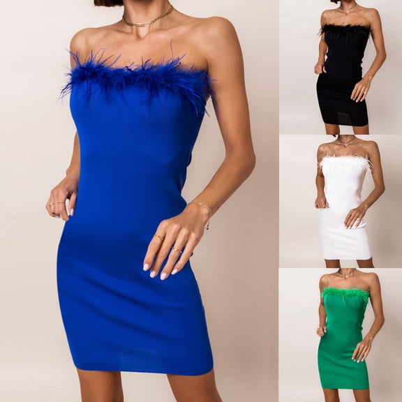 Antinious Women Solid Bandeau Soft Casual Comfortable Versatile Midi Dress