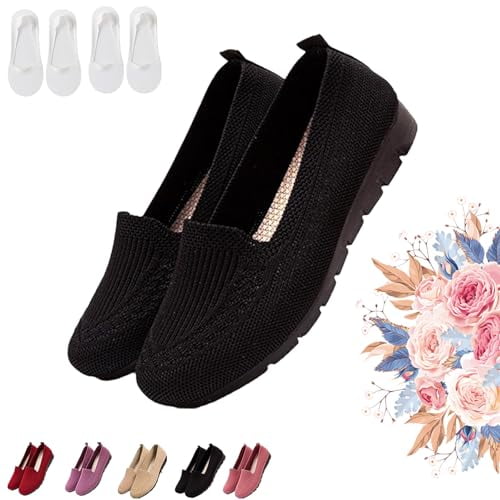 Women’s Orthopedic Knit Comfort Loafers - Slip-Resistant Walking Shoes - Breathable Mesh Arch Support Flats - Lightweight Non-Slip Low-Top Shoes for 2026