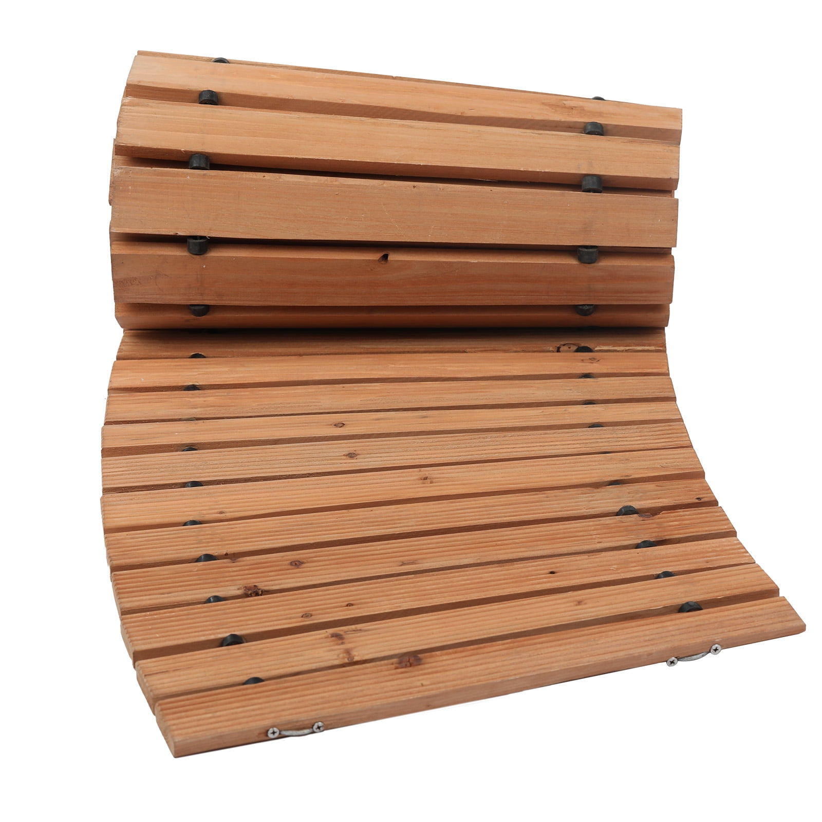 KFFKFF Wood-Based Garden Trail, 8 ft x 17 in, Anti-Slip Arced Garden Strollway, Unroll Cedar Exterior Stroll Path with Cable Cord Linkage, Ornamental Grassland Stepping Stone
