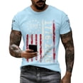 thumbnail image 4 of 250 Year Celebration Patriotic Shirts for Men American Flag Print Waffle Short Sleeve Crew Neck Tshirt Letter Print Regular Fit Beach Vacation Workout Muscle Tops, Light Gray, #01 Light Gray, 4 of 4
