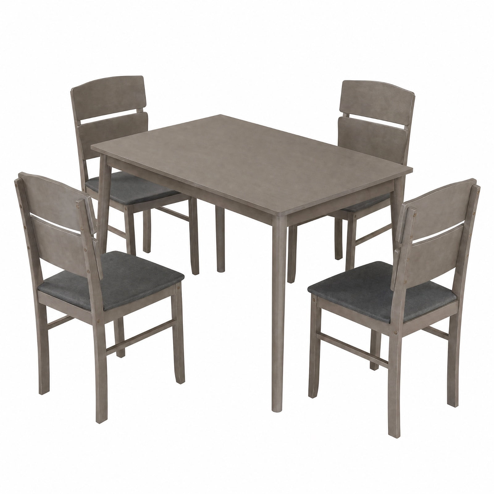 Furnibear 5 Piece Dining Table Set for 4 with High Curved Back Upholstered Chairs and Rubber Wood Legs for Kitchen and Dining Room, Walnut